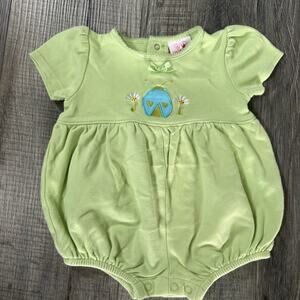 Vtg Carters 3-6 Months Girls Ladybug Cotton Bubble Romper Embroidered Floral